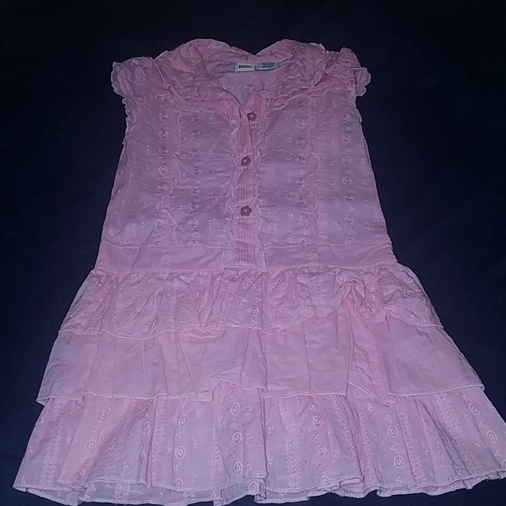 Girls pink embroidered dress
